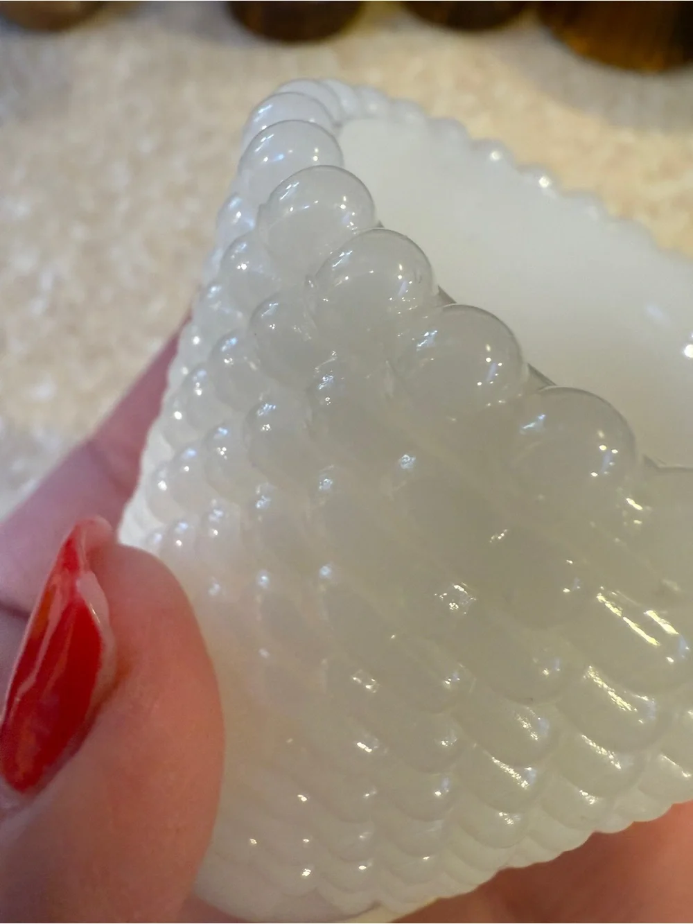 Vintage White Milk Glass Hobnail votive tea light candle holder